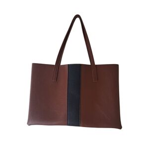 Vince Camuto Brown with Black Vegan Leather Tote Bag